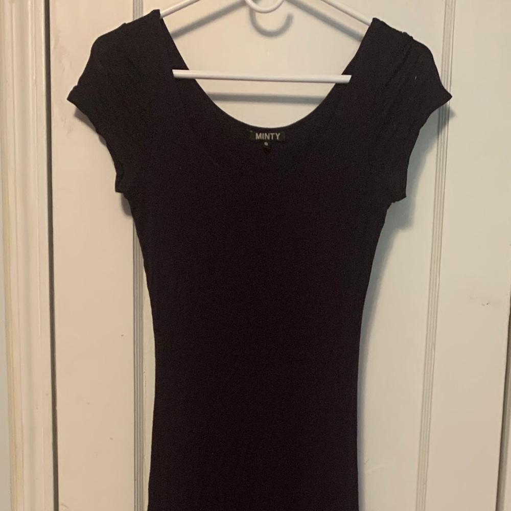 Dark purple maxi dress.